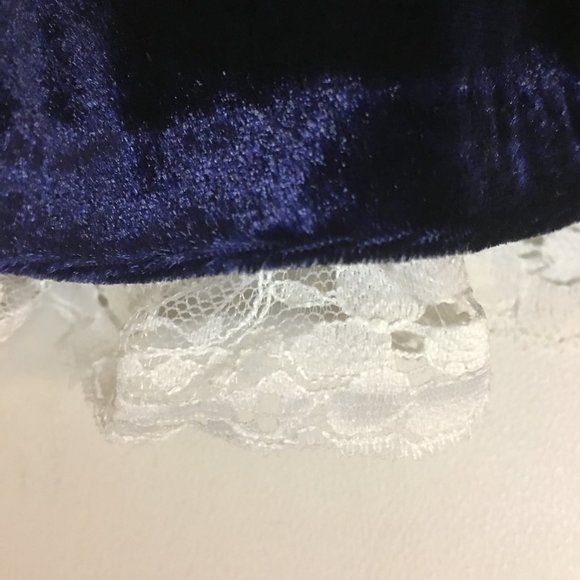 RARE EDITIONS Blue Velvet Dress with Matching Headband NEW WITH TAGS! - Picture 12 of 13